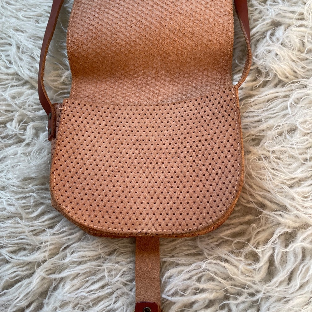 Vintage Leather Suede Saddle Mini Shoulder Bag - Brown Perforated Leather - Picture 4 of 9